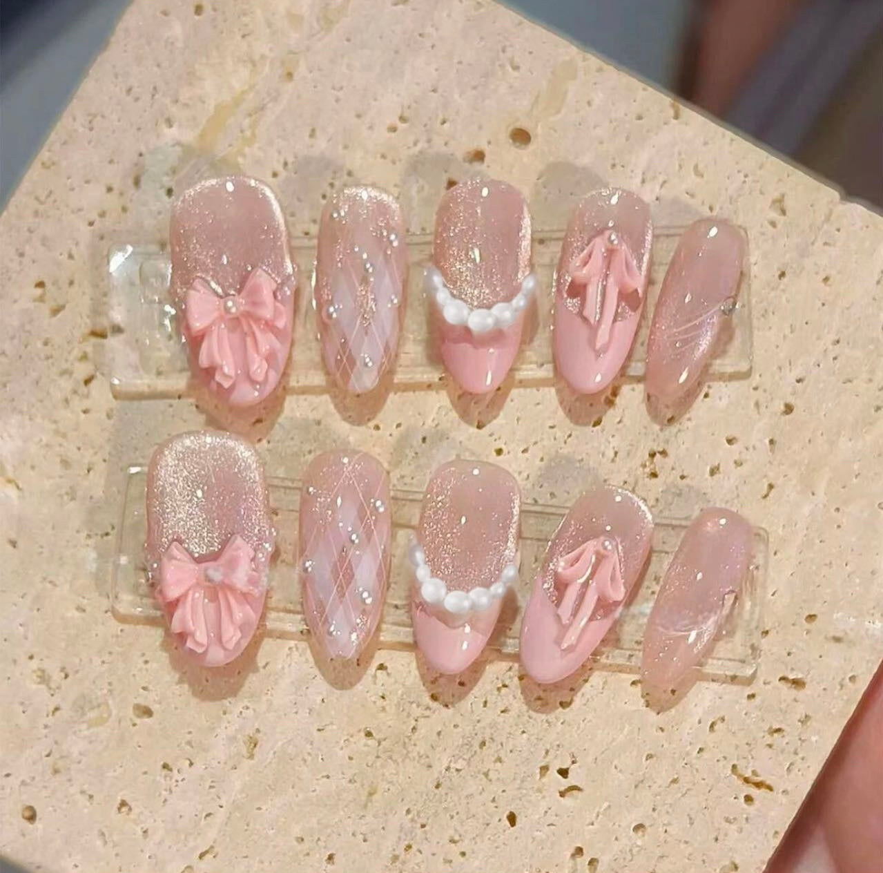 Pink Ribbon Princess Nails