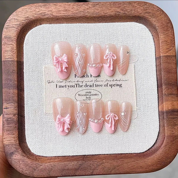 Pink Ribbon Princess Nails