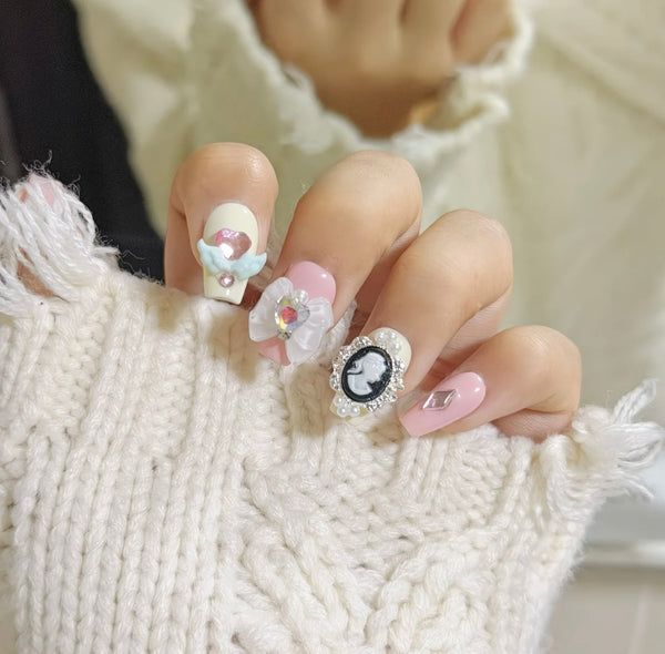 Victorian Angel Cameo Nail Set