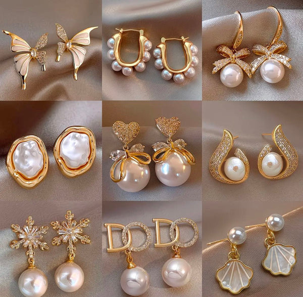 Golden Pearl Elegance Earring