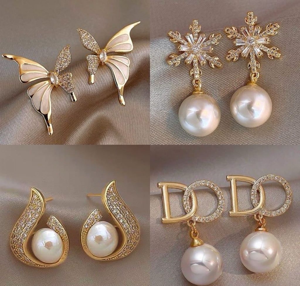 Golden Pearl Elegance Earring